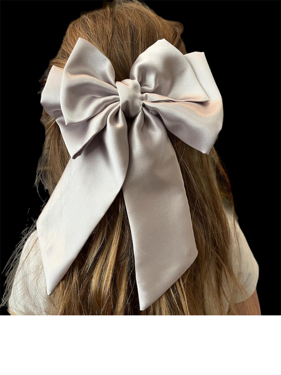 Satin Bow Barrette with Long Tail