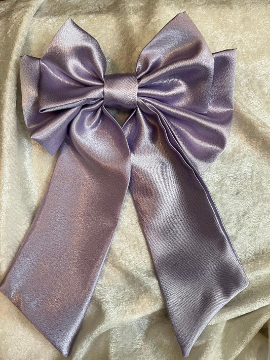 Satin Bow Barrette with Long Tails