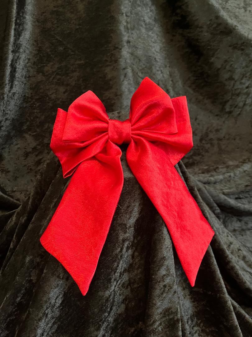 Satin Bow Barrette with Long Tail