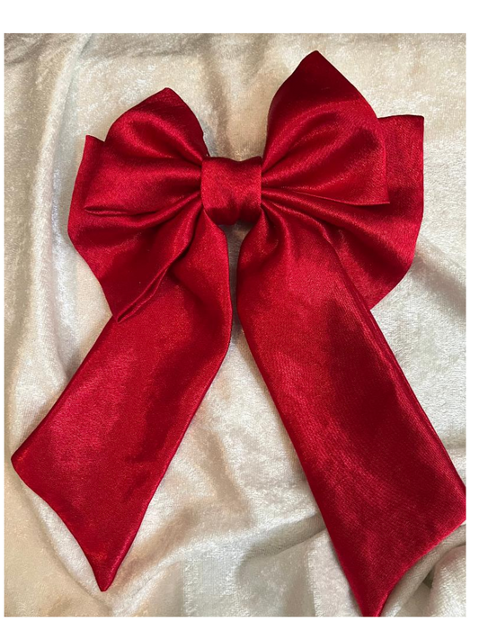 Satin Bow Barrette with Long Tail