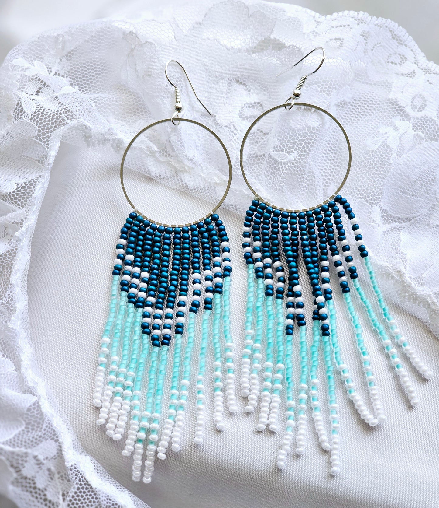 Seed Bead Fringed Earrings