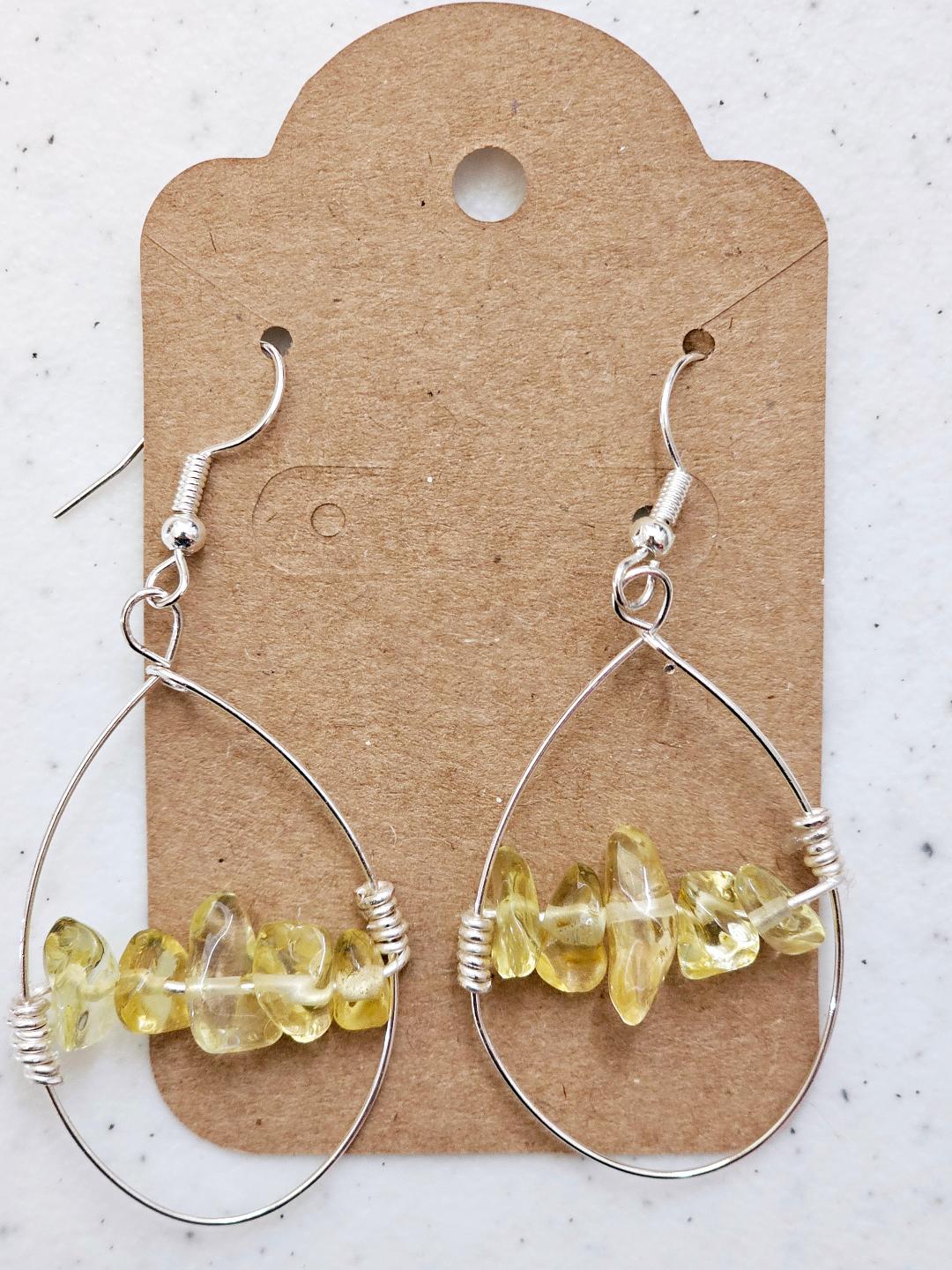 Hoop Earrings with Yellow Chip Stones