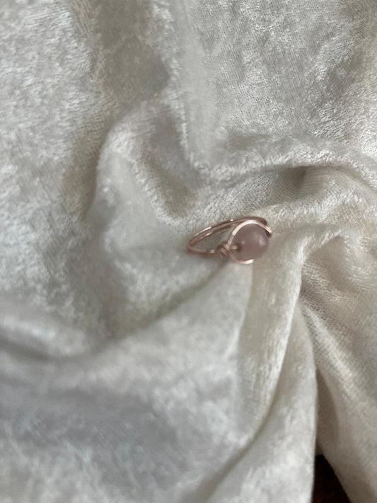 Rose Gold Wire Ring with Pink Stone